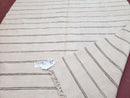 New Turkish Kilim Rug, Striped Area Rug, Southwestern Style, Off-white/Ivory Color, 5x8 Kilim Carpet, Hand-Knotted, Flatweave, Wool