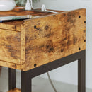 Bedside Table With Charging Station In Vintage Brown