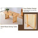 Table and chair set, ancient style solid wood dining table, imitation rattan table legs, beautiful simple solid wood dining chairation