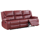 Camila 3-piece Upholstered Reclining Sofa Set Red