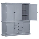 [Assembly Video Provided] TOPMAX 73'' Freestanding Wooden Kitchen Pantry Organizers and Storage Kitchen Cabinet with Drawers Cupboard with Door Shelves and Adjustable Shelves for Dining Room, Gray