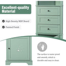 Green Triangle Tall Cabinet with 3 Drawers and Adjustable Shelves for Bathroom, Kitchen or Living Room, MDF Board with Painted Finish