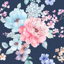 Dark Blue Wallpaper with Flowers