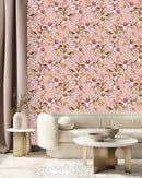 Modish Pink Wallpaper with Pink Flowers Fashionable