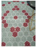 7x10 Hand Knotted Gray, Red and Blue Traditional  Wool Rug