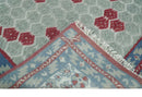 7x10 Hand Knotted Gray, Red and Blue Traditional  Wool Rug