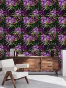 Fashionable Purple Floral Wallpaper Tasteful