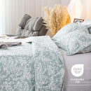 Kasentex Spring Lightweight Botanical Green Floral Quilt Set - Light All Season Bedding, Room Decor, Graduation Gifts