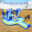 8-In-1 Inflatable Water Park Bounce House with Sprinkler, Water Gun, And Basketball Hoop (SAK38152)