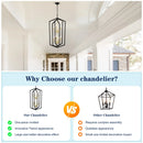 8 Light Farmhouse Hanging Lights Living Room Chandelier with Lantern Frame