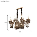 Ornate smoke gray crystal island pendant – dining room chandelier