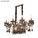 Ornate smoke gray crystal island pendant – dining room chandelier