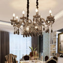 Ornate smoke gray crystal island pendant – dining room chandelier