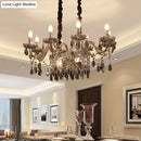 Ornate smoke gray crystal island pendant – dining room chandelier