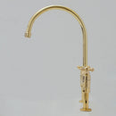 8" Unlacquered Brass Bridge Faucet, Brass Kitchen Faucet, Widespread Kitchen Faucet With Simple Cross Handles