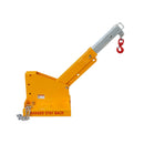 Yellow crane with red hook on a white background