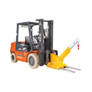 Orange and black forklift on a white background