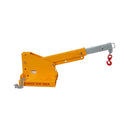 Yellow crane with a red hook on a white background