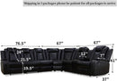 Black Leather Power Recliner Living Room Set With Cup Holders