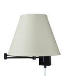 Dimmable Swing Arm Wall Light Bronze Brown Finish with Light Oatmeal Lampshade - For Bedside, Living Room, Reading Chair
