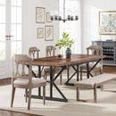Farmhouse 70.8 Inch Wood Dining Table With Metal Legs