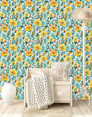 Modish Yellow Flowers Wallpaper Fashionable