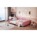 Full size Upholstered Daybed, Sherpa Fabric Sofabed with Cloud-Shaped Backrest, No Box-spring Needed, Pink