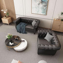 Sectional PU Leather Modular Sofa Couches, Black Tufted Cushions