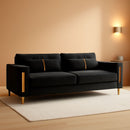 86-Inch Black Velvet Loveseat With Gold Metal Legs For Living Room