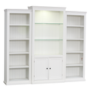 Retro Style 3-Piece Bookcase Display Cabinet with Adjustable LED Lighting, Tempered Glass Shelves, White