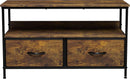 2 Drawer TV Stand Chest For Living Room With Open Shelf And Fabric Drawers For Media Storage