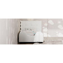 Twin Size Upholstered Platform Bed with Guardrail, White