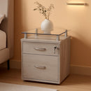 Two Drawer Rolling File Cabinet With Lock And Glass Top Under Desk Printer Stand Grey Office Furniture