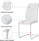 White Faux Leather Dining Chairs Four Pack Chrome Finish