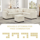 97 Inch L-Shaped Corner Sectional Sofa Couch with Seat and Storage Ottoman,Chenille Fabric Corner Couch with 7 Seats & 2 Pillows for Living Room, Beige