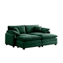 Two-Seater Theater Sofa  with 2 Footrest, 2-Seater Sofa with Ottoman for Small Living Spaces,Green Corduroy