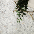 Arabescato Venato White 1"x2" Herringbone Honed Marble Mesh Mounted Mosaic Tile - MSI Collection