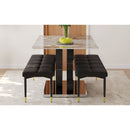 Table and chair set.63*31.5 Inch Pandora Pattern Sintered Stone Dining Table Set,MDF material OC shaped bracket,Paired With 2 Benches,A Choice of Subtle Luxury for Modern Homes.