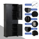Bathroom Storage Cabinet with Doors and Drawer, Multiple Storage Space, Adjustable Shelf, Black (Old Sku:WF308204AAB)