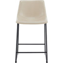 (Set of 2) Vintage Style 24-Inch Armless Industrial Faux Leather Counter Stool with Metal Legs and Footrest for Kitchen Island, Cafe, Pub, Bar Counter, Cream and Black