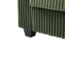 Modern 4-Seater Corduroy Sofa with USB Ports, Hidden Storage Arms, Flip-Top Cup Holders, Green, 133'