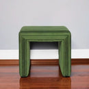 Elegant Green Velvet Tufted Channel Ottoman Footstool
