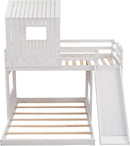 Twin Over Full Bunk Bed With Slide With Guardrails White