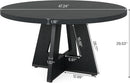 Round Wood Dining Table Farmhouse 47 Inch For Dining Room With Cross Base Black