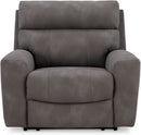 Dark Brown Faux Leather Wall Hugger Power Recliner Headrest