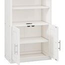 Queen Size Murphy Bed with 2 Side Cabinet Storage Shelves, 68-inch Cabinet Bed Folding Wall Bed with Desk Combo Perfect for Guest Room, Study, Office,White(old sku:BS7013008104C)