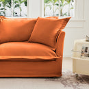Modern Slipcovered 2-Seat Sofa Couches for Living Room, 2 Seater Sofa, Plain Chenille Deep Seat Sofa with Upholstered Cushion&Detachable Cover, Comfy Sofa Couch for Small Space, Apartment,Orange