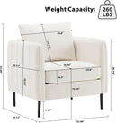 Soft Modern Velvet Accent Chair With Square Arm Beige