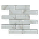 Ivory Amber Beveled Subway 11.81"x11.81" Glass Mesh-Mounted Mosaic Tile Pattern- MSI Collection