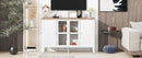 U-Can 47.2'' Retro TV Stand for TVs up to 43 Inches, Entertainment Center Media Console Cabinet with 3 Spacious Cabinets, Glass Cabinet Doors and Anti-tip Device for Living room